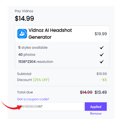 Vidnoz AI Headshot Generator Discount